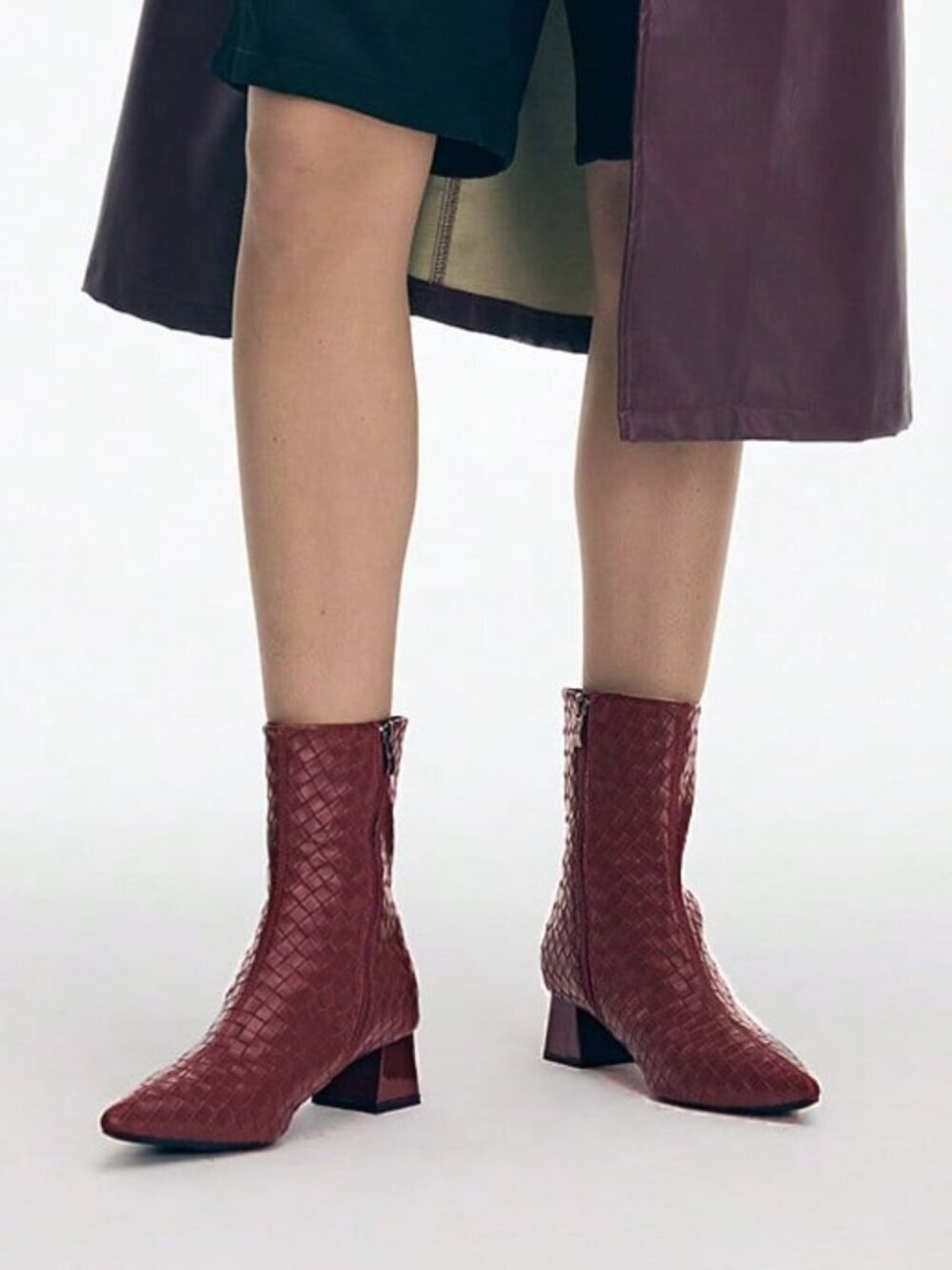 Burgundy Glamorous Women's Ankle Boots Pointed Toe High Heel